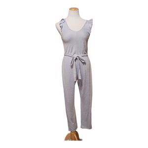 Caution To The Wind Gray Ruffle Jumpsuit